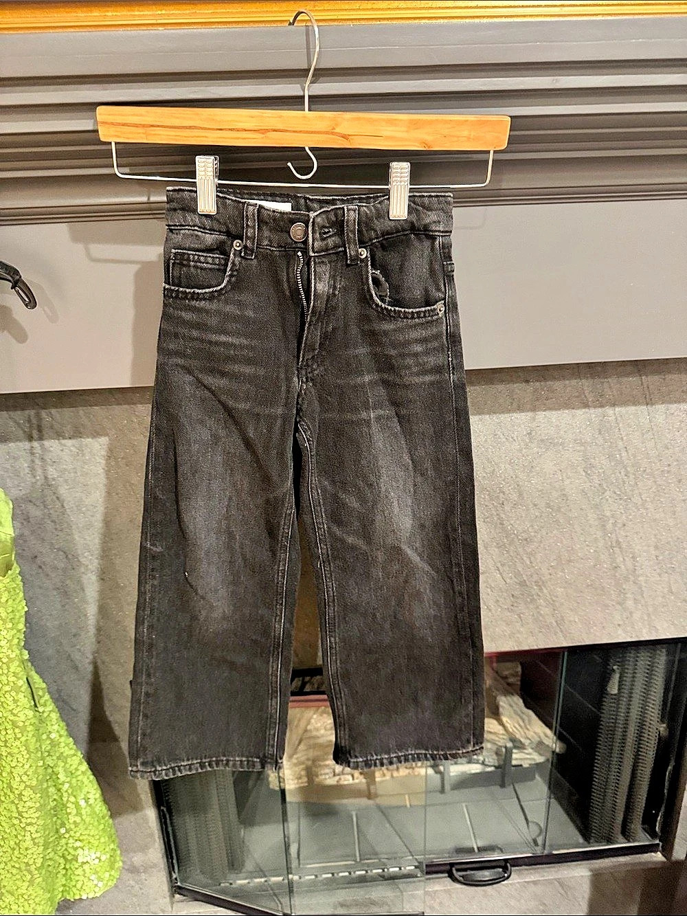 Zara Kids Wide Leg Jeans Kids Black Straight-Leg Jeans Like New